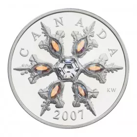 2008 Canadian $20 Amethyst Crystal Snowflake 1 oz Fine Silver Coin